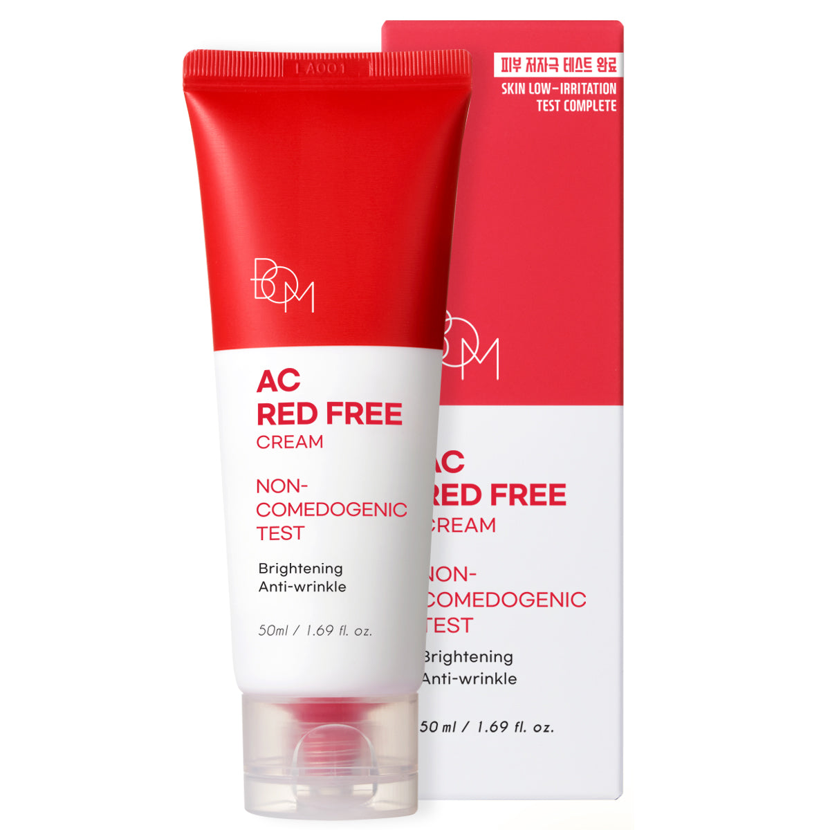 BOM AC Red Free Cream - Aknega moyil teri uchun namlantiruvchi, ajinlarga qarshi va oqartiruvchi krem