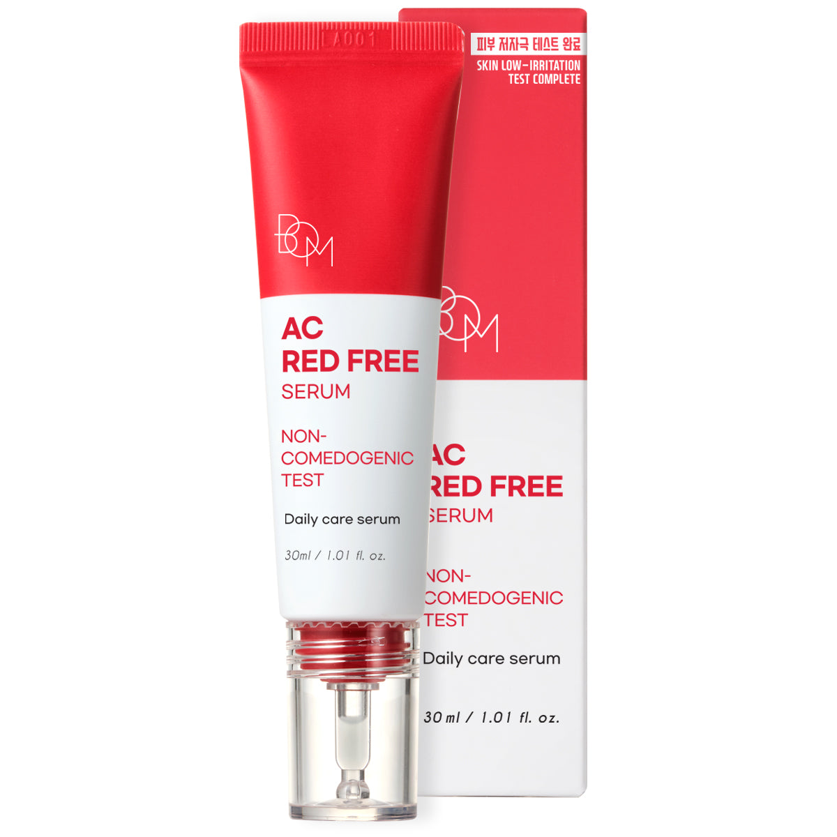 BOM AC Red Free Serum - Aknega moyil teri uchun oqartiruvchi va ajinlarga qarshi serum