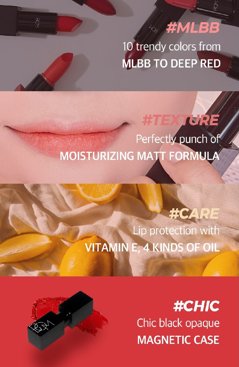 BOM My Lipstick #808 MY Warm Red - Pomada, issiq qizil rang