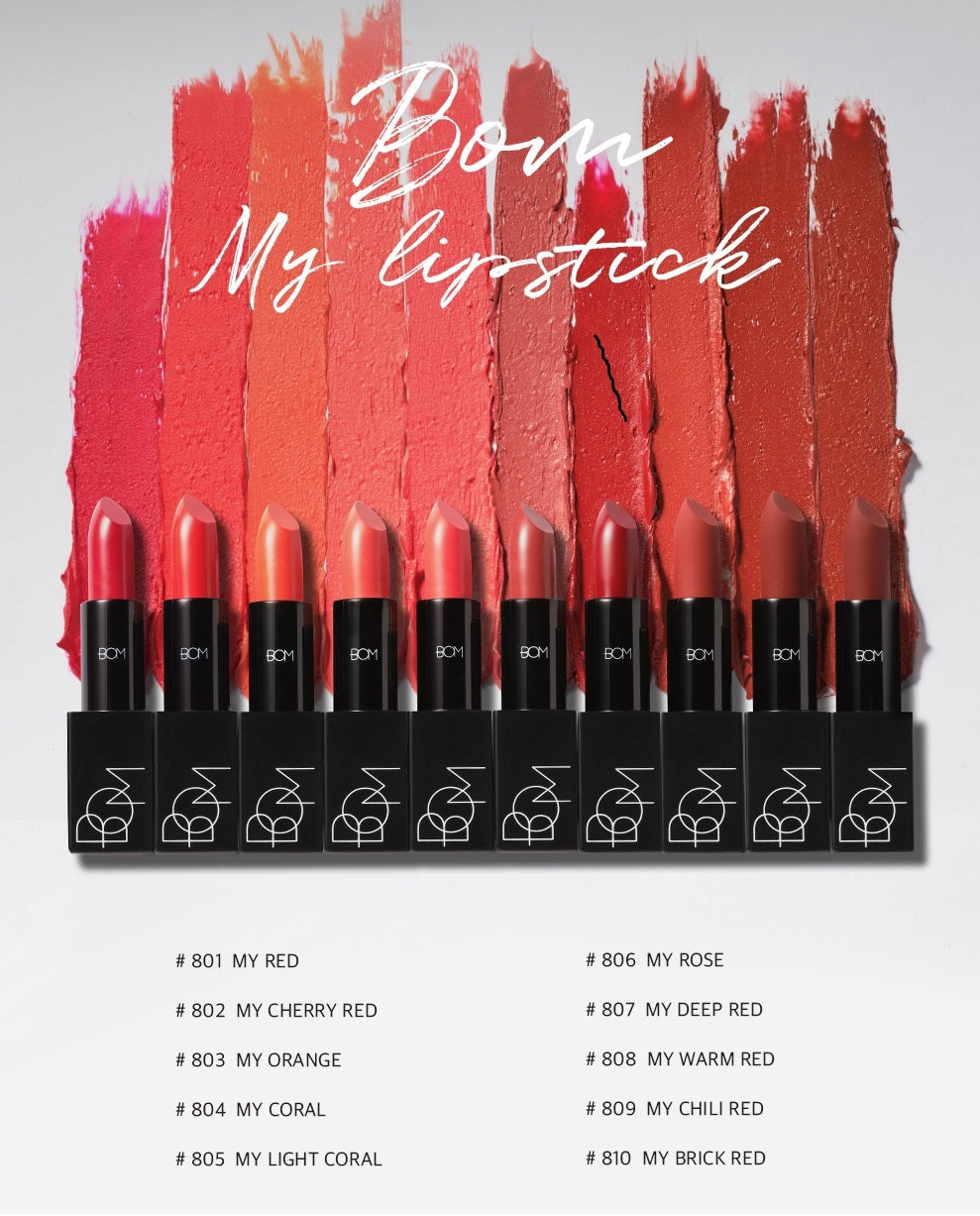 BOM My Lipstick #808 MY Warm Red - Pomada, issiq qizil rang