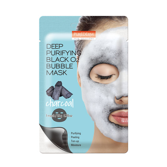 PUREDERM Deep Purifying Black O2 Bubble Mask “Charcoal”