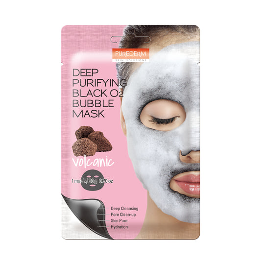 PUREDERM Deep Purifying Black O2 Bubble Mask “Volcanic”