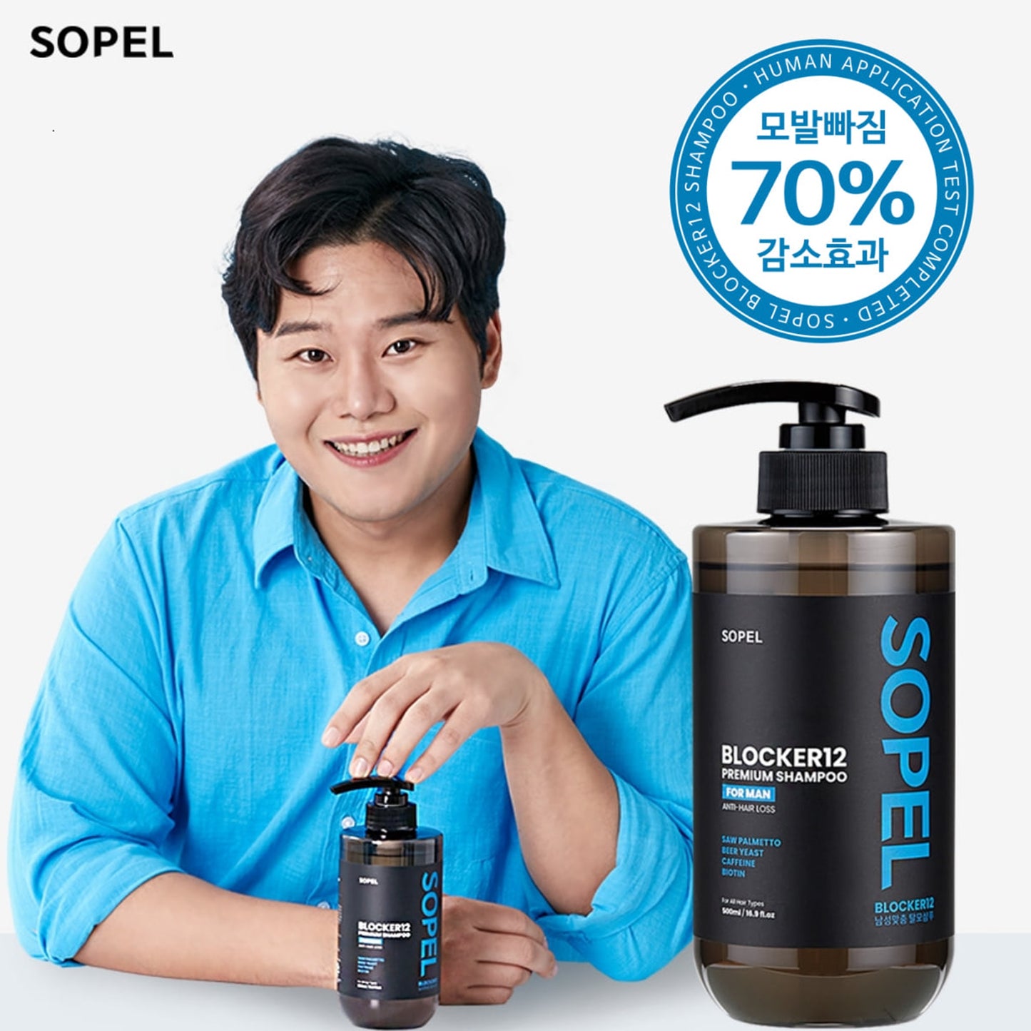Sopel Blocker12 Premium Men’s Hair Loss Shampoo - Erkaklar Uchun Soch To'kilishiga Qarshi Premium Shampun, DHTni bloklaydi