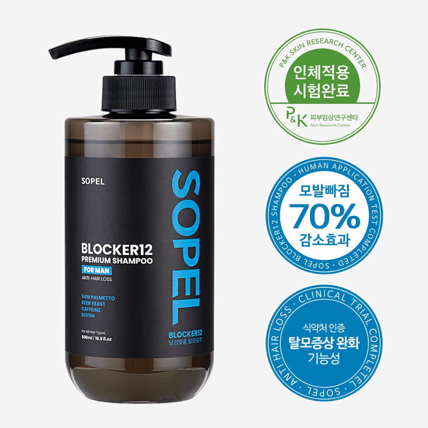 Sopel Blocker12 Premium Men’s Hair Loss Shampoo - Erkaklar Uchun Soch To'kilishiga Qarshi Premium Shampun, DHTni bloklaydi