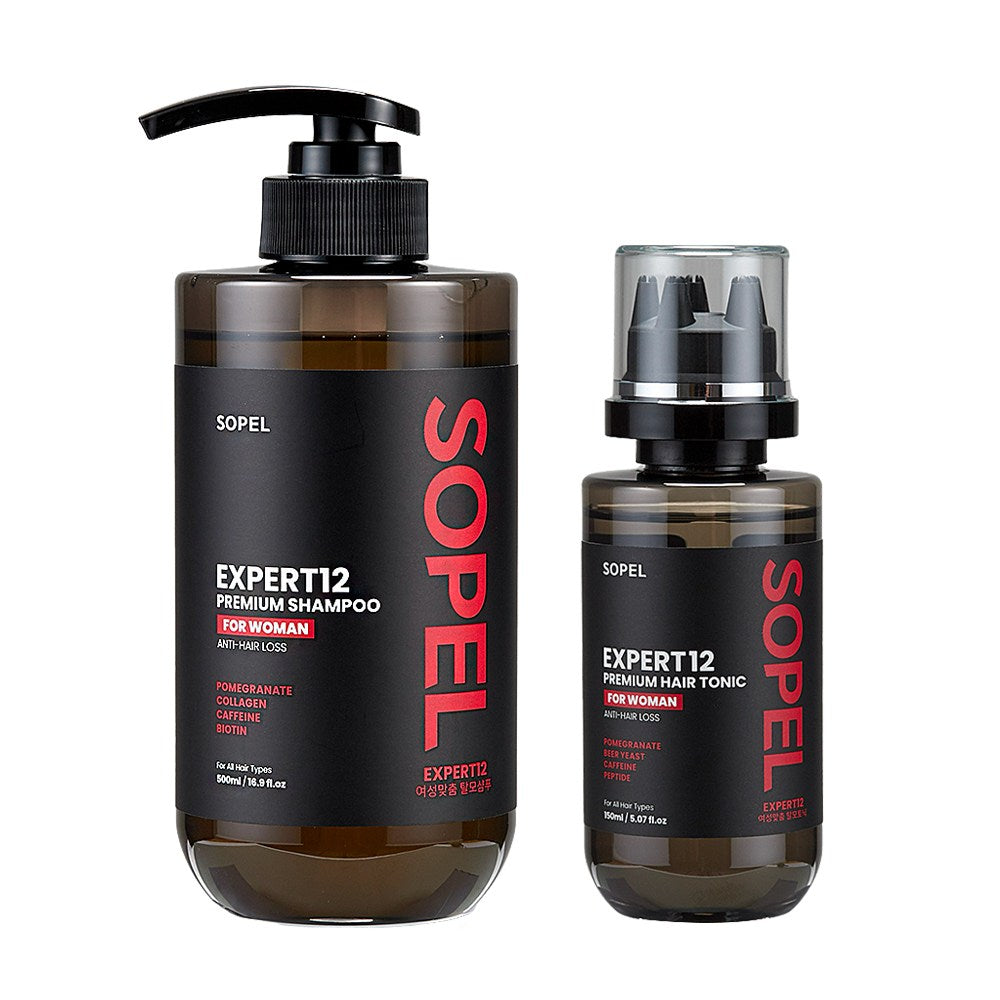 Sopel Expert12 Women’s Premium Hair Loss Care Set - Ayollar uchun soch to'kilishiga qarshi va parvarishlash seti