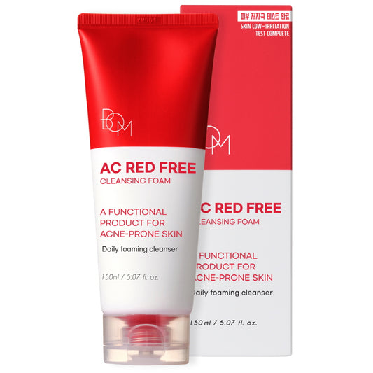 BOM AC Red Free Cleansing Foam - Очищающая пенка для отбеливания и разглаживания морщин для склонной к акне кожи